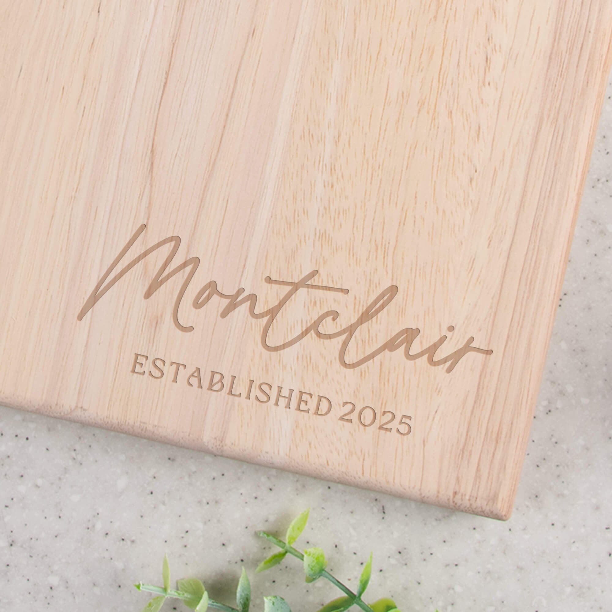 Personalized Family Name Established Paddle Serving Board closeup of corner to show off design