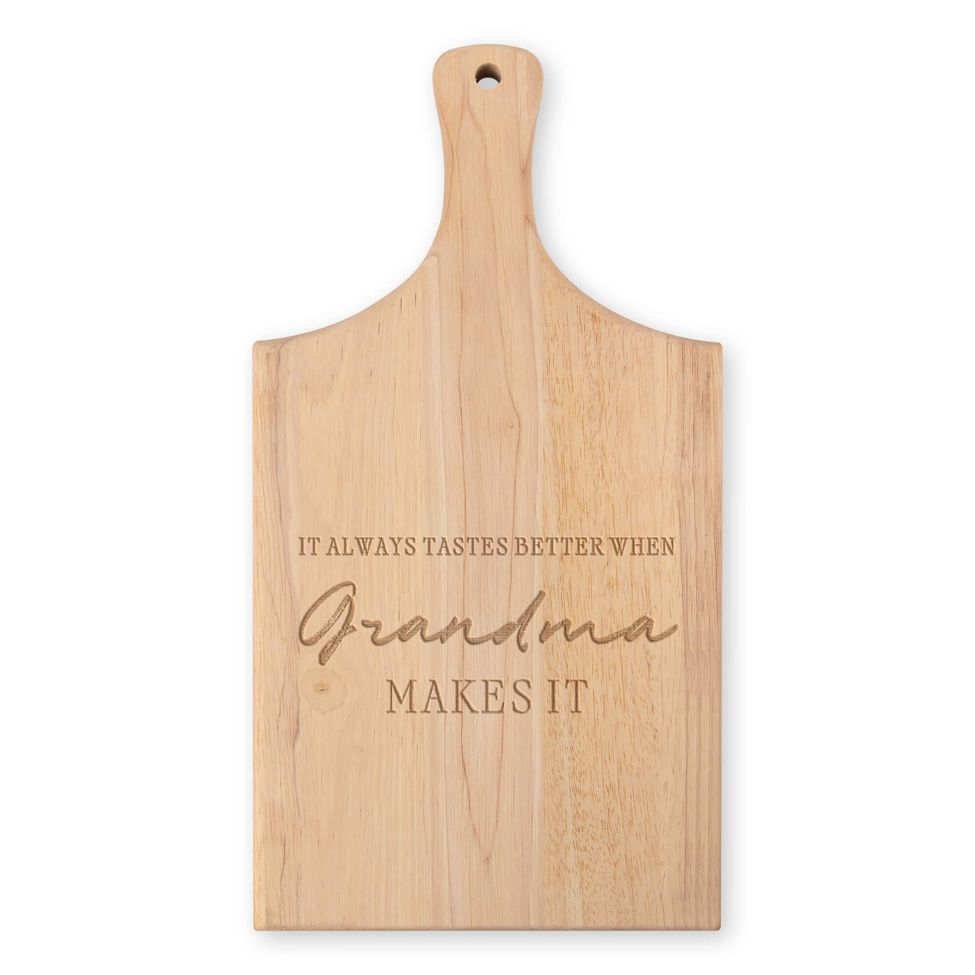 ustom “It Always Tastes Better When” Paddle Serving Board on White background