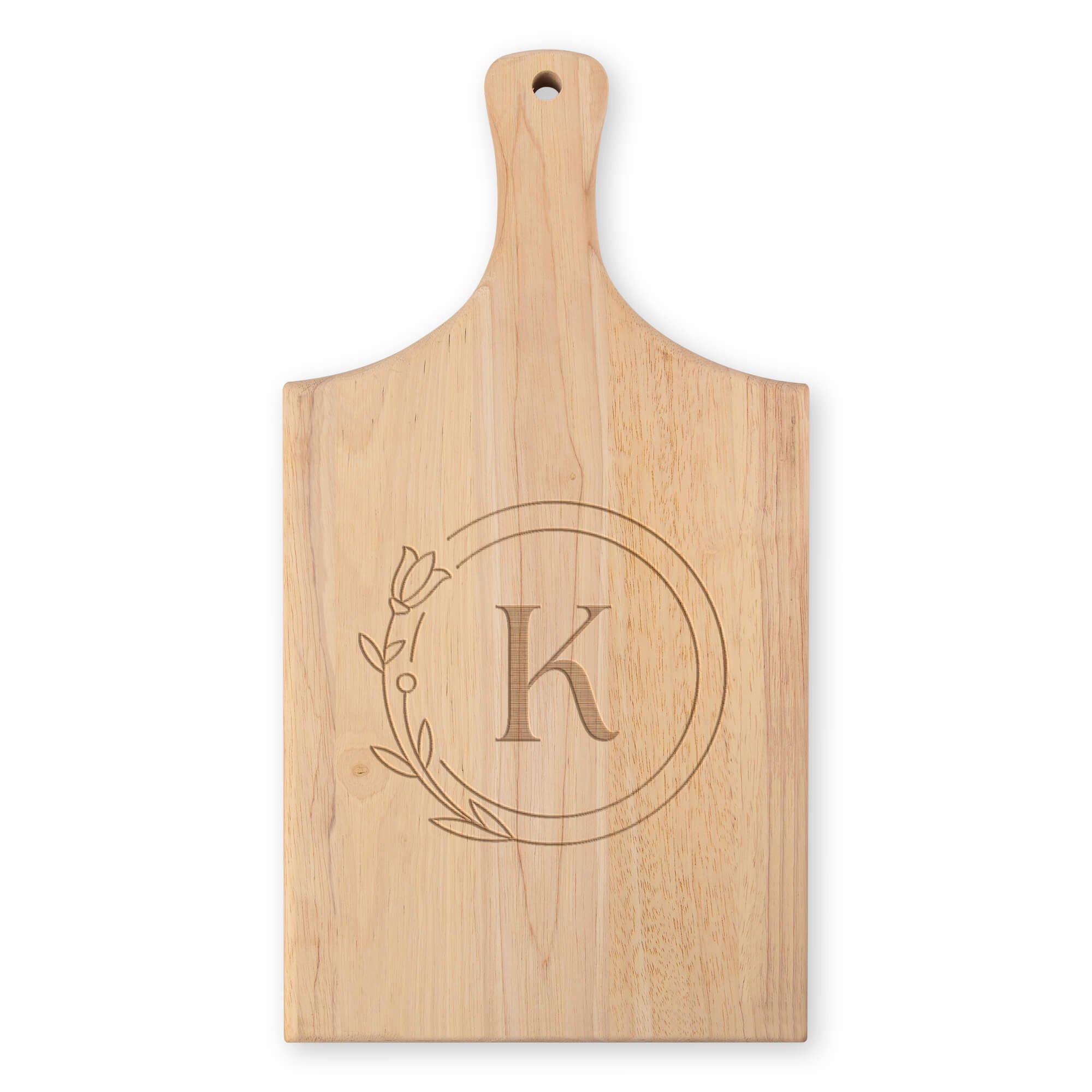 Personalized Paddle Cutting Board Circle Monogram