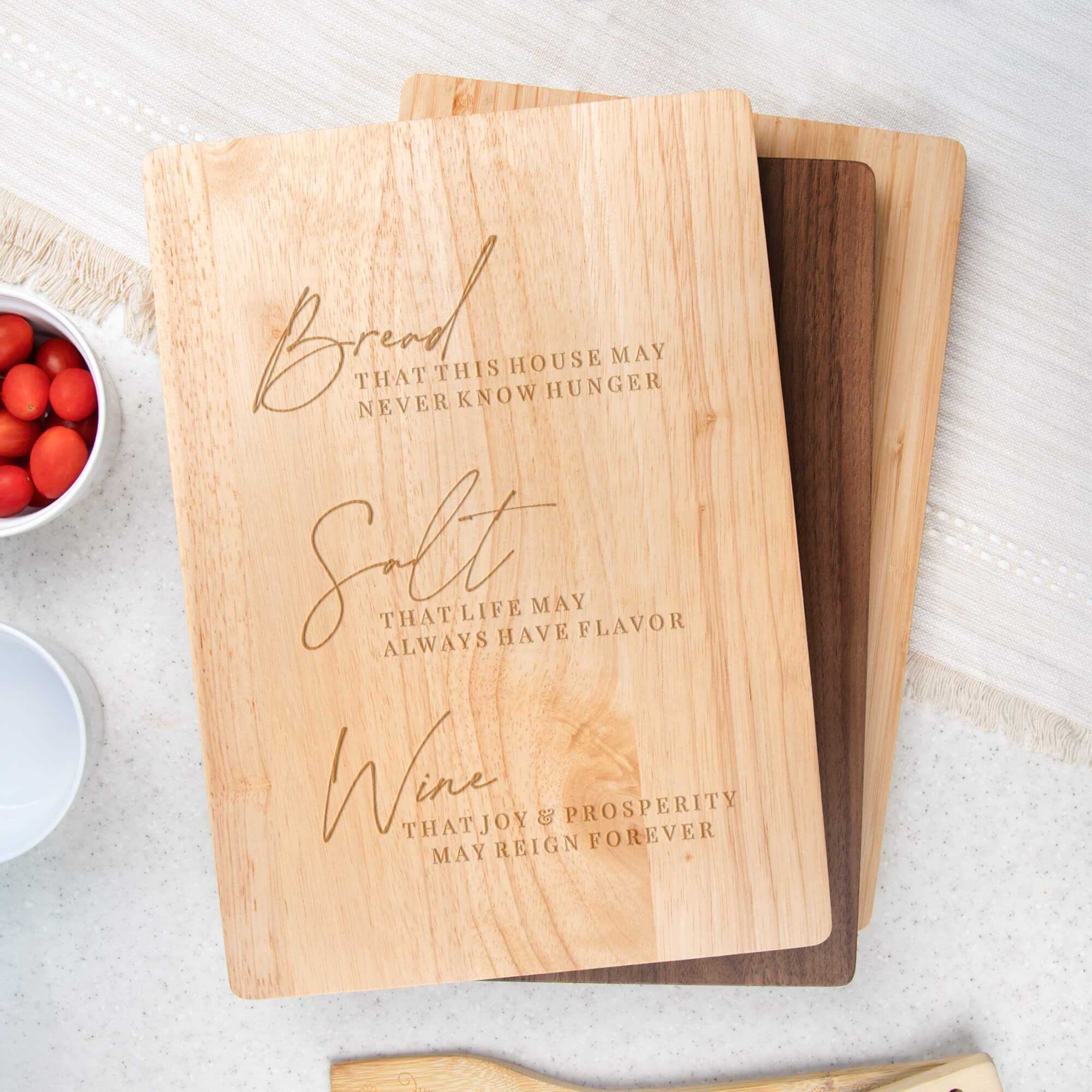 Bread, Salt, Wine Maple Bread Board | 904 Custom