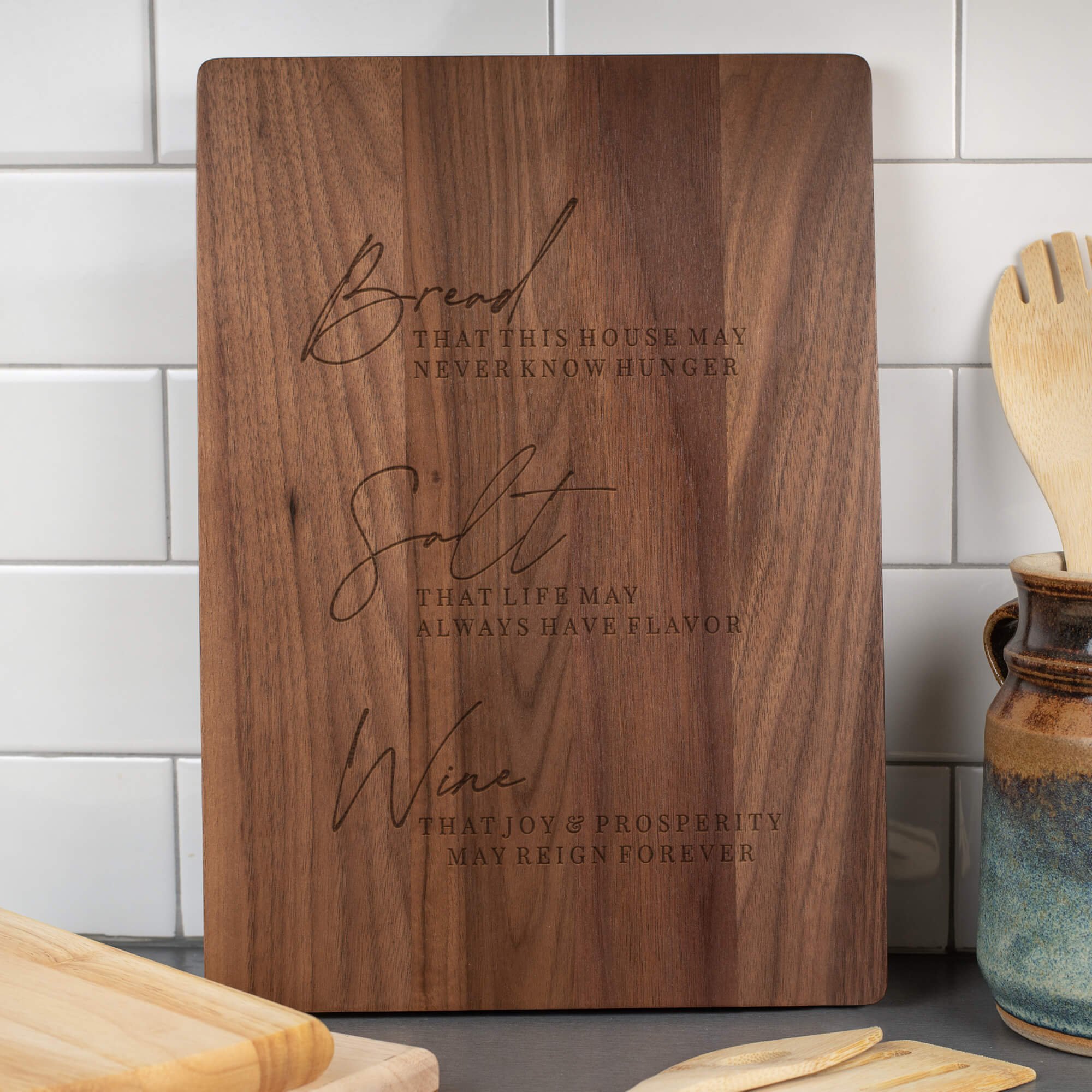 Bread, Salt, Wine Walnut Cutting Board | 904 Custom