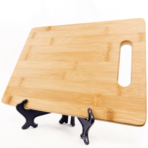 Wooden Cutting Board On Black Easel 
