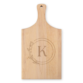 Personalized Paddle Cutting Board Circle Monogram on white background