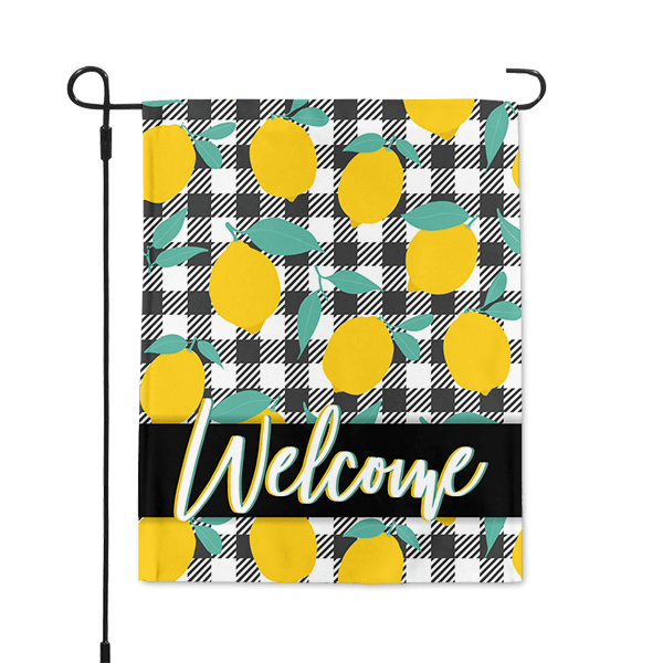 Gingham Lemons Welcome Garden Flag 904 Custom