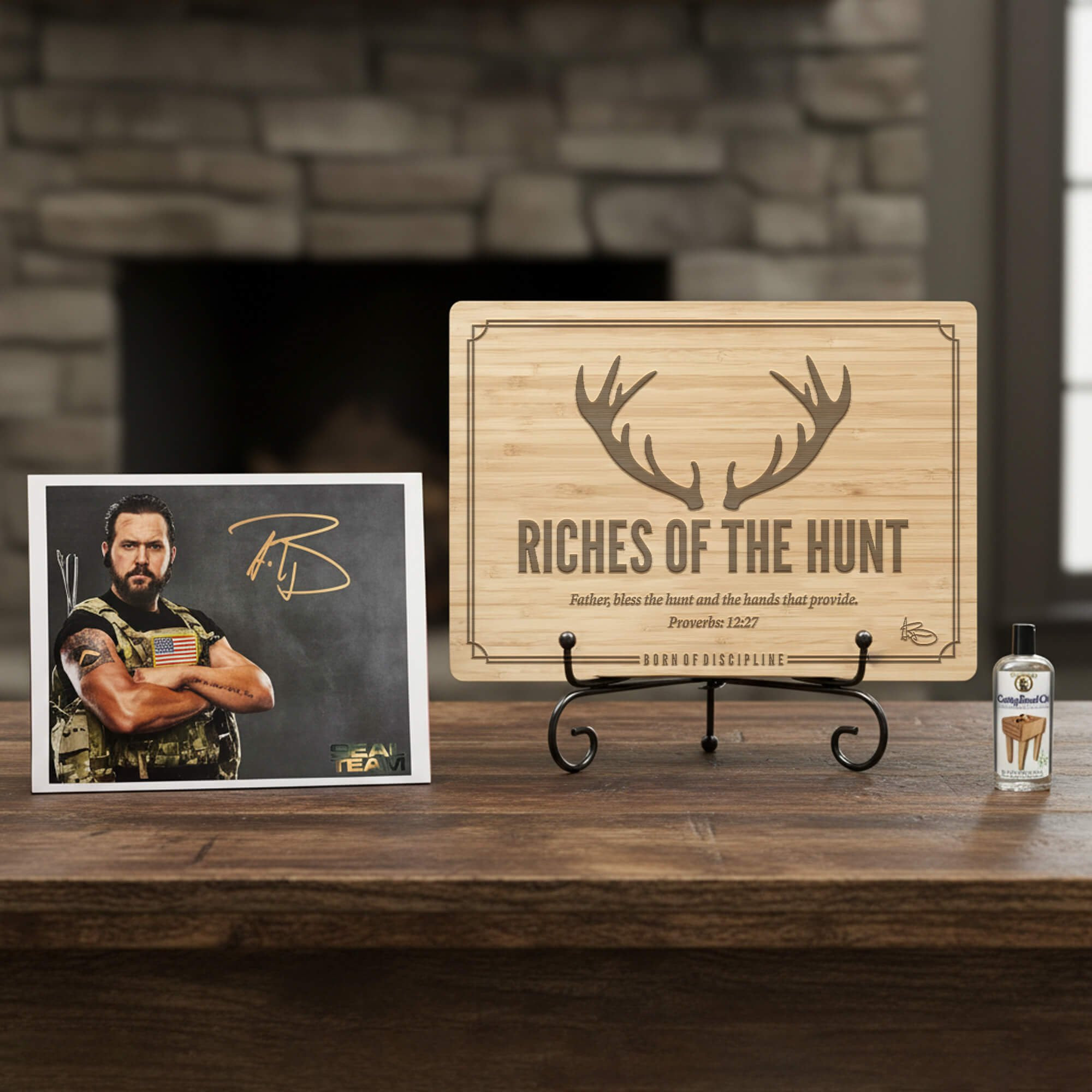 Riches of the Hunt Engraved Cutting Board Father's Day Bundle