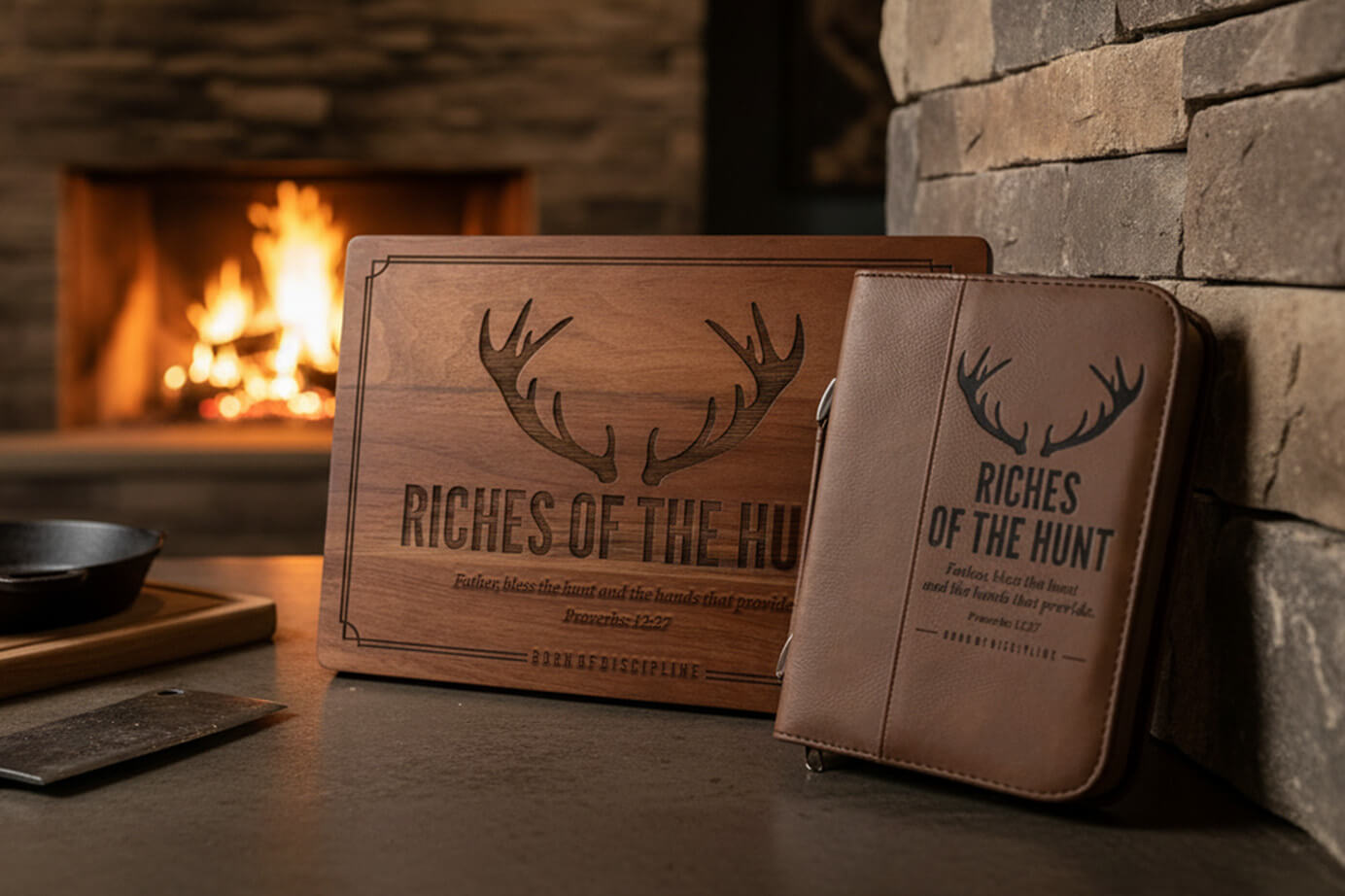 The Lord Is My Shepherd cutting board with matching Bible cover — AJ Buckley × 904 Custom