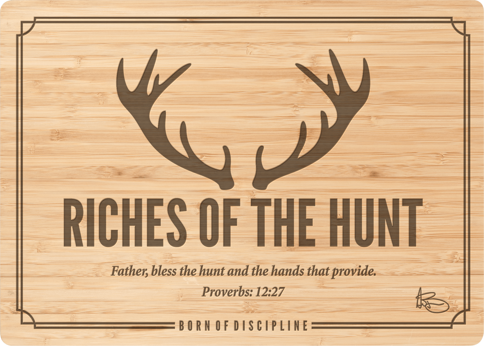 Riches of the Hunt cutting board — bamboo, transparent product shot