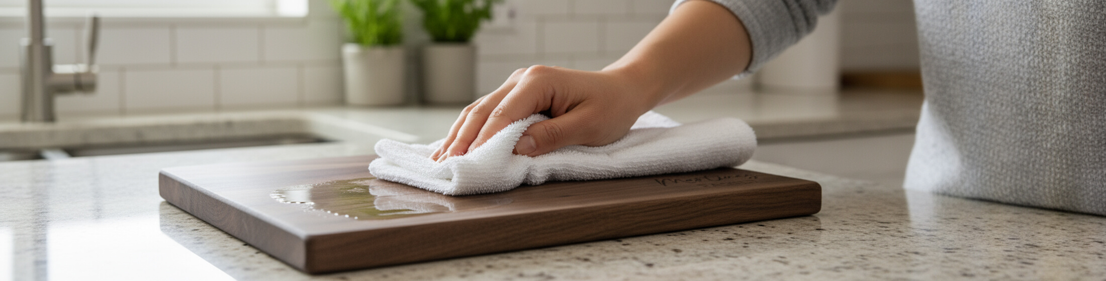 Close-up of a personalized wooden cutting board engraved with the name 'Montclair' in script